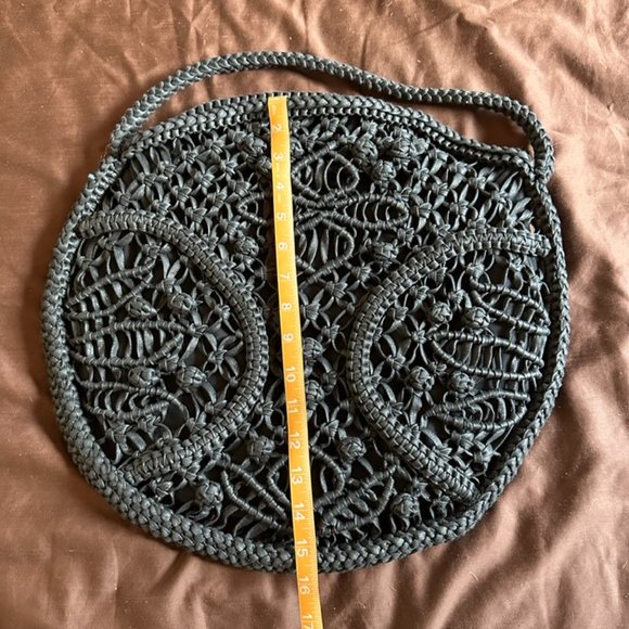 Made On Earth For David & Scotti Black Macramé Bag Purse - Picture 8 of 8